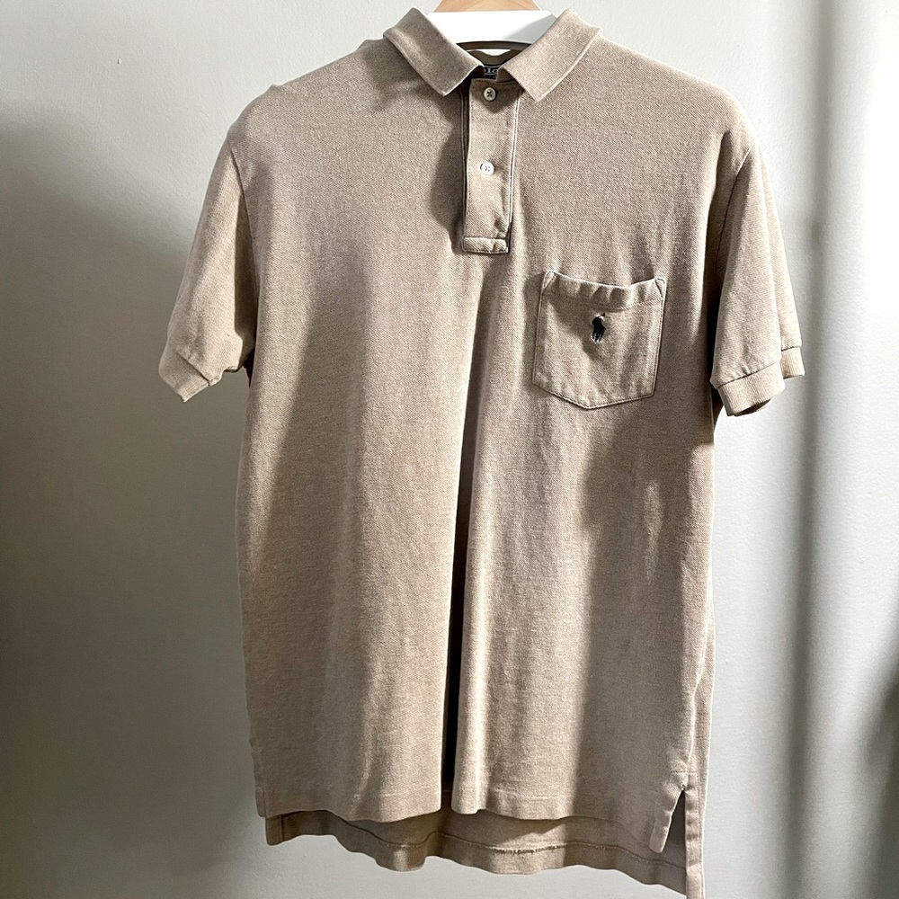 Khaki/Tan Polo by Ralph Lauren Pocket Polo Shirt